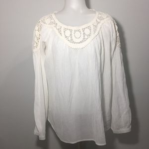 Sundance Top Lace Long Sleeve Small White